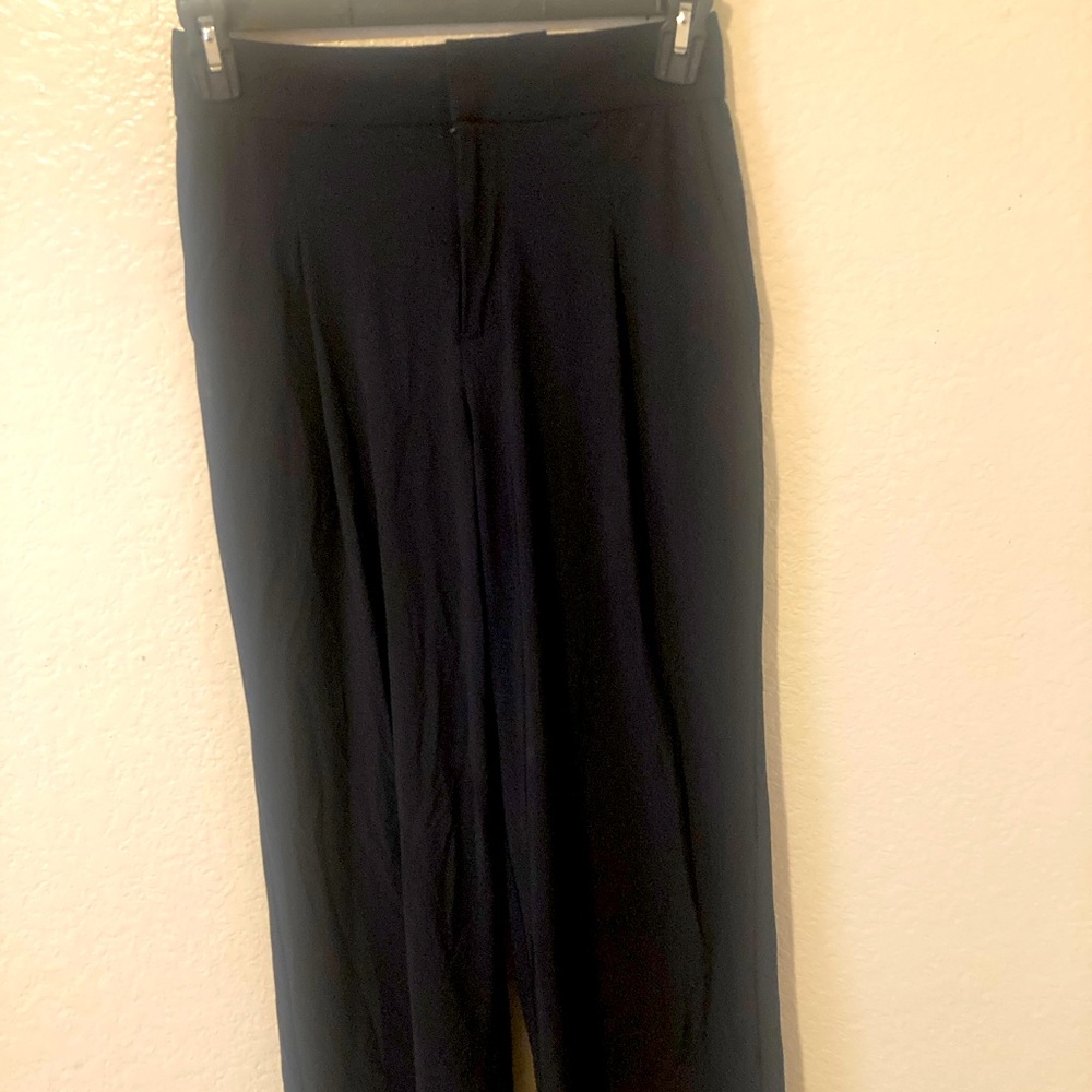 Athleta Black Track Pants zip front wide leg
